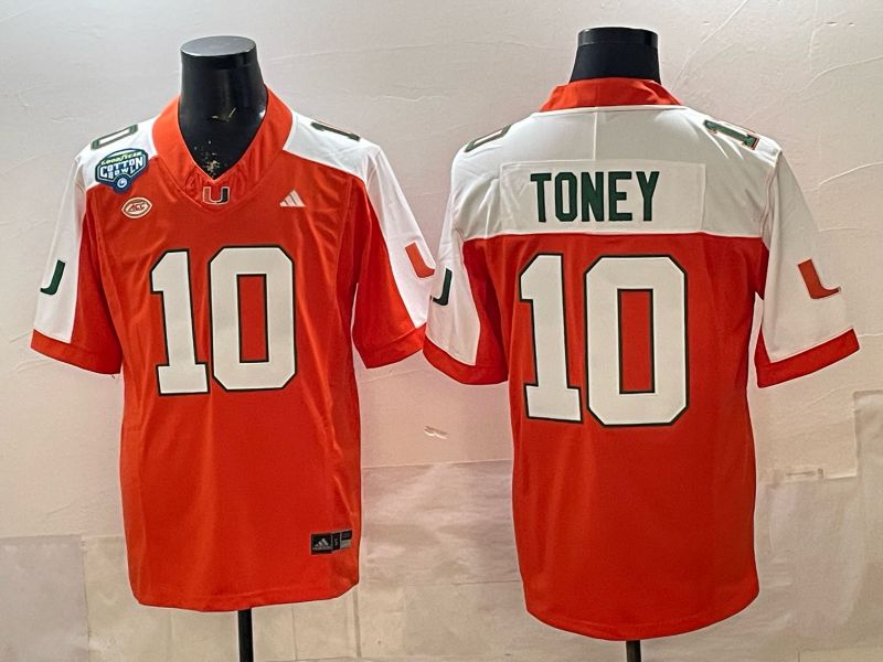 Men 2026 Miami Hurricanes #10 Toney Orange 3th generations Nike Limited NCAA Jersey 010